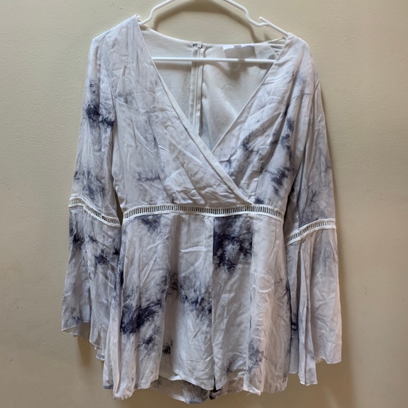 Missguided Pants - Missguided Boho Tye-Dye Blue +White Romper Size 8